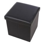 Songmics LSF101 Faltbarer Sitzhocker Aufbewahrungsbox Belastbar bis 300 kg, Lederimitat, schwarz, 38.0 x 38.0 x 38.0 cm