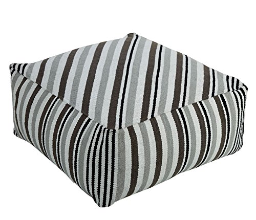 Homescapes Moderner Sitzwürfel Pouf Sitzkissen Selam grau weiß gestreift skandinavisches Design 60 x 60 cm