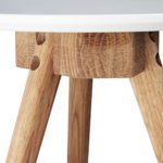 Relaxdays Beistelltisch 3er Set, Tischbeine aus Walnuss-Holz, weiße Tischplatte 50, 40 und 32 cm, im nordischen Design, weiß / natur