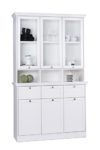 Landhaus Buffet Ina mit Glastüraufsatz (B/H/T: 120 x 200 x 40), weiß, Möbelgriffe antik