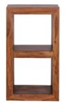 Wohnling Standregal Massivholz Sheesham 88 cm hoch 2 Böden Design Holz-Regal Naturprodukt Beistelltisch Landhaus-Stil Wohnzimmer-Möbel Unikat Echtholz Couchtisch viereckig Anstelltisch dunkel-braun
