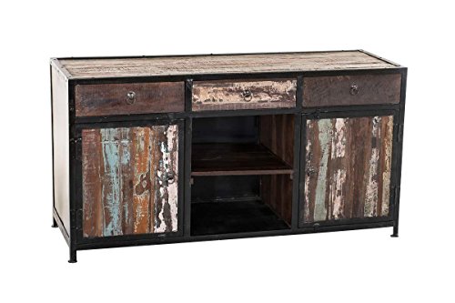 CLP Sideboard SAKRI im Industrie Design, Materialmix aus Holz und Metall, 145x50 cm, Höhe 76 cm Bunt