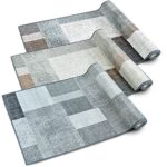 Teppichläufer Lucano | Patchwork Muster im Vintage Look | viele Größen | moderner Teppich Läufer für Flur, Küche, Schlafzimmer | Niederflor Flurläufer, Küchenläufer | anthrazit Breite 80 cm x Länge 200 cm