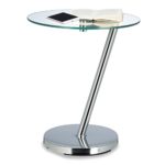 Relaxdays Kaffeetisch Glas u. Chrom, Runder Beistelltisch f. Kaffee Tee, Ablage f. Garten Hxbxt: 52 x 45 x 45 cm Edge, Metall, Silber, 45 x 45 x 52 cm