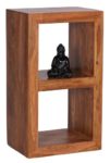 Wohnling Standregal Massivholz Sheesham 88 cm hoch 2 Böden Design Holz-Regal Naturprodukt Beistelltisch Landhaus-Stil Wohnzimmer-Möbel Unikat Echtholz Couchtisch viereckig Anstelltisch dunkel-braun