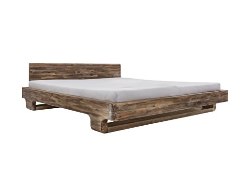 Woodkings® Bett 180x200 Mayfield mit Matratze und Lattenrost, Doppelbett, Akazie rustic, Schlafzimmer, Massivholz Design, Doppelbett, massive Naturmöbel Echtholzmöbel günstig