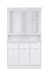 Landhaus Buffet Ina mit Glastüraufsatz (B/H/T: 120 x 200 x 40), weiß, Möbelgriffe antik
