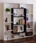 VENUS Bücherregal - Standregal - Büroregal - Raumteiler für Wohnzimmer / Büro in modernem Design (Weiß / Schwarz)