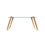 Relaxdays Couchtisch MUKAI standard HxBxT: 65x130x46 cm praktischer Glastisch aus Glas und Holz mit 1 Ebene zur Aufbewahrung von Zeitschriften etc. als Beistelltisch mit Standbeinen aus Bambus, natur