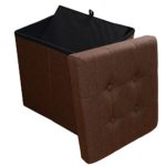 Stylehome® Sitzbank Sitzhocker Aufbewahrungsbox mit Stauraum faltbar belastbar bis 300 kg Leinen 38 x 38 x 38 cm (Dunkelbraun)