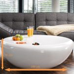 Couch-Tisch weiß Hochglanz rund aus Fiberglas Durchmesser 100cm | Trisk | Super-Stylischer Wohnzimmer-Tisch im Retro-Design Glas Weiss 100 cm x 38 cm