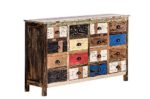 CLP Vintage-Sideboard LARS, massiv, aus recyceltem Teak-Holz, 154 x 42 cm, Höhe 92,3 cm Bunt