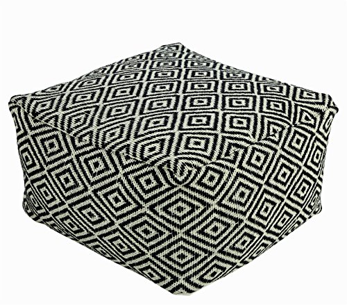 Homescapes Trendiger Design Sitzwürfel Fußhocker Aztec Ethno Look schwarz creme 60 x 60 x 30 cm