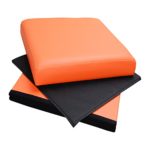 Stylehome® Sitzbank Sitzhocker Aufbewahrungsbox mit Stauraum faltbar belastbar bis 300 kg Kunstleder 38 x 38 x 38 cm … (Orange)