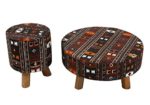 Homescapes Kilim Stoff Sitzhocker Fußhocker Schemel 62 x 62 x 32 cm mit bedrucktem Baumwoll Bezug und Holzbeinen