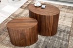 Design Beistelltisch 2er Set DIVISION Walnuss oval Satztische Tischset Couchtische Holz-Optik