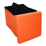 Stylehome® Sitzbank Sitzhocker Aufbewahrungsbox mit Stauraum faltbar belastbar bis 300 kg Kunstleder 38 x 38 x 38 cm … (Orange)