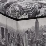 [en.casa] Faltbarer Sitzhocker (30 x 30 x 30 cm) zugleich Aufbewahrungsbox - Motiv "New York"