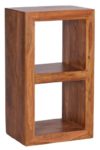 Wohnling Standregal Massivholz Sheesham 88 cm hoch 2 Böden Design Holz-Regal Naturprodukt Beistelltisch Landhaus-Stil Wohnzimmer-Möbel Unikat Echtholz Couchtisch viereckig Anstelltisch dunkel-braun