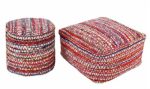 Homescapes Chindi Sitzwürfel Fußhocker quadratisch Ethno Look bunt 60 x 60 x 30 cm