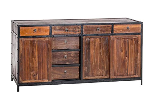 CLP Sideboard AKONA im Industrie Design, Materialmix aus Holz und Metall, 181x45 cm, Höhe 90 cm Braun