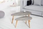 DuNord Design Beistelltisch Couchtisch 2er STOCKHOLM Beton-Optik Retro Design Nierenform Tisch