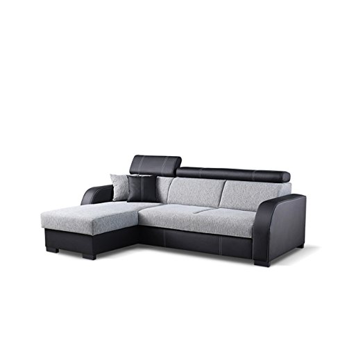 Ecksofa Deco, Eckcouch mit Bettkasten und Schlaffunktion, Design-Schlafsofa mit einstellbaren Kopfstützen, Polsterecke, Elegante L-Form Couch Couchgarnitur