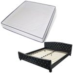 Festnight Polsterbett Bett Doppelbett Ehebett aus Kunstleder mit Matratze 180x200cm Schwarz