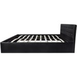 Festnight Polsterbett Doppelbett Bett Ehebett aus Kunstleder mit Bettkasten 180x200cm ohne Matratze Schwarz