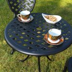 Aluminium 3er Set Gartenmöbel 2 Stühle + Tisch Schwarz Antik Sitzgarnitur Bistro