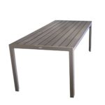 Aluminium Gartentisch Esszimmertisch Esstisch Küchentisch mit Polywood Non Wood Tischplatte 205x90cm Champagner Gartenmöbel Terrassenmöbel