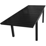 Aluminium Gartentisch ausziehbar 160/210/260x95cm mit Polywood-Tischplatte Gartenmöbel Schwarz/Schwarz