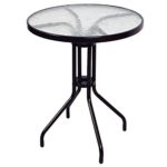 Bistroset Balkonset Rattanset – Sitzgarnitur aus Glastisch & Bistrostuhl – Stahlgestell Poly-Rattan Glasplatte – robust stapelbar – dunkel-braun