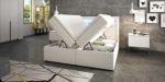 Boxspringbett mit Bettkasten weiß Delia2 LED Beleuchtung Doppelbett Hotelbett Topper Taschenfederkern