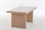 CLP Poly-Rattan Garten-Tisch FISOLO ca 140 x 80 cm, Höhe: 66 cm, ALU-Gestell, Glasplatte 5 mm Sicherheitsglas