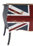 Designer Kommode mit 2 Schubladen aus Mahagoni und MDF 120x90 cm blau / rot | Union Jack | Barock Side-Board in blau / rot | Design Konsole aus MDF 120cm x 90cm
