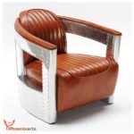 Echtleder Vintage Alu Sessel Aircraft Ledersessel Design Lounge Clubsessel Sofa Möbel NEU 551