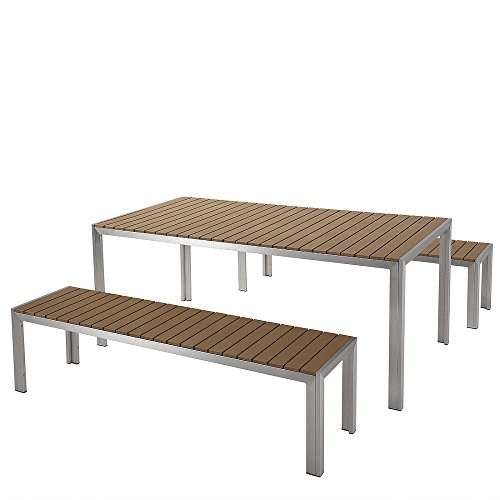 Gartenmöbel Set Aluminium Polywood braun 8-Sitzer NARDO