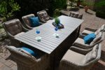 Gartenmöbel Set Como"XL"-8 Tisch ausziehbar (205/260) Holzdekor mit 8 Sessel Rattan Polyrattan Geflecht