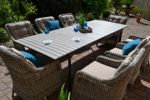 Gartenmöbel Set Como"XL"-8 Tisch ausziehbar (205/260) Holzdekor mit 8 Sessel Rattan Polyrattan Geflecht