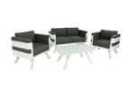 Gartenmöbel Set aus Aluminium - Loungemöbel 4-teilig weiß - inkl. Kissen anthrazit - Lounge für Outdoor und Indoor - 2er Sofa + Tisch + 2 Sessel Sitzgruppe
