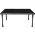 Gartentisch Glastisch Aluminium 150x90cm Gartenmöbel Alu Tisch mit schwarzer Glasplatte Anthrazit / Schwarz