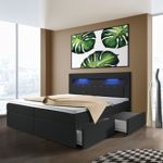 Milos - Boxspringbett mit LEDs in der Größe und Ausführung nach Wahl (2 Schubladen)