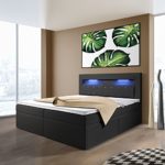 Milos - Boxspringbett mit LEDs in der Größe und Ausführung nach Wahl (2 Schubladen)