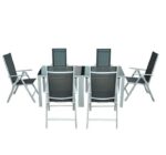 Outsunny Gartenmöbel-Sets Gartengarnitur Sitzgruppe Alu klappbar, 8-er teilig, schwarz