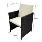 POLY RATTAN Essgruppe Rattan Set mit Glastisch Garnitur Gartenmöbel Sitzgruppe Lounge