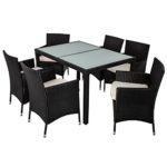 Polyrattan Essgruppe Rimini L für 6 Personen mit Glas Tischplatten