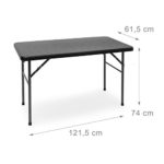 Relaxdays Gartentisch klappbar BASTIAN, rechteckig H x B x T: 74 x 121,5 x 61,5 cm, Metall, Kunststoff, Rattan-Optik, schwarz