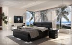 SAM® Design Boxspringbett mit Samolux®-Bezug in schwarz, LED-Beleuchtung an Füßen & Kopfteil, Bonellfederkern-Matratze, Box mit Holzrahmen und Nosag-Unterfederung, 180 x 200 cm