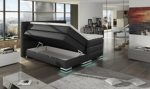 XXL ROMA Boxspringbett mit Bettkasten Designer Boxspring Bett LED Nachtschwarz Rechteck Design